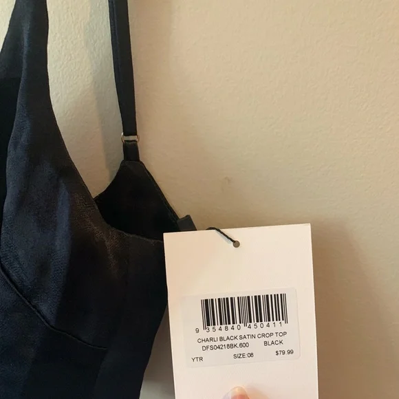 DISSH Charli Black Satin Crop Top - Picture 8 of 9